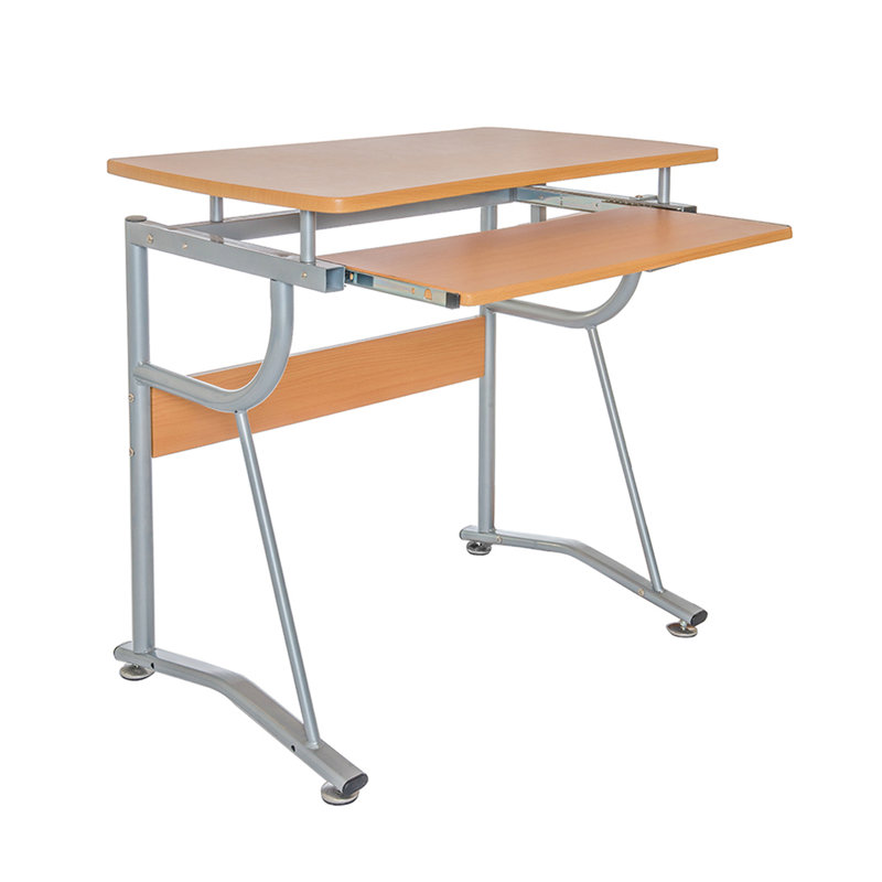Techni Mobili Compact Computer Desk With Side Shelf And Keyboard Panel, Cherry