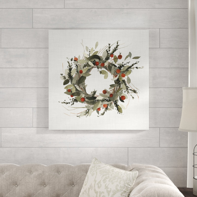 Farmhouse Wreath I by Emma Scarvey - Wrapped Canvas Painting, 76cm H x 76cm W