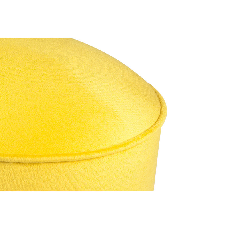 Pouf élégant moutarde avec cadre en bois massif, 17,7 po x 17,7 po x 16,9 po | Tissu 100% polyester, facile à nettoyer | 32 mousses en mousse pour plus de confort | Parfait pour les salons modernes et décoratifs, polyvalent et durable