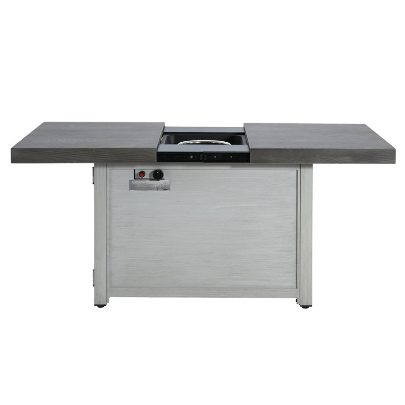 Extendable Rectangle Aluminum Alloy Fire Pit Table, 50,000BTU