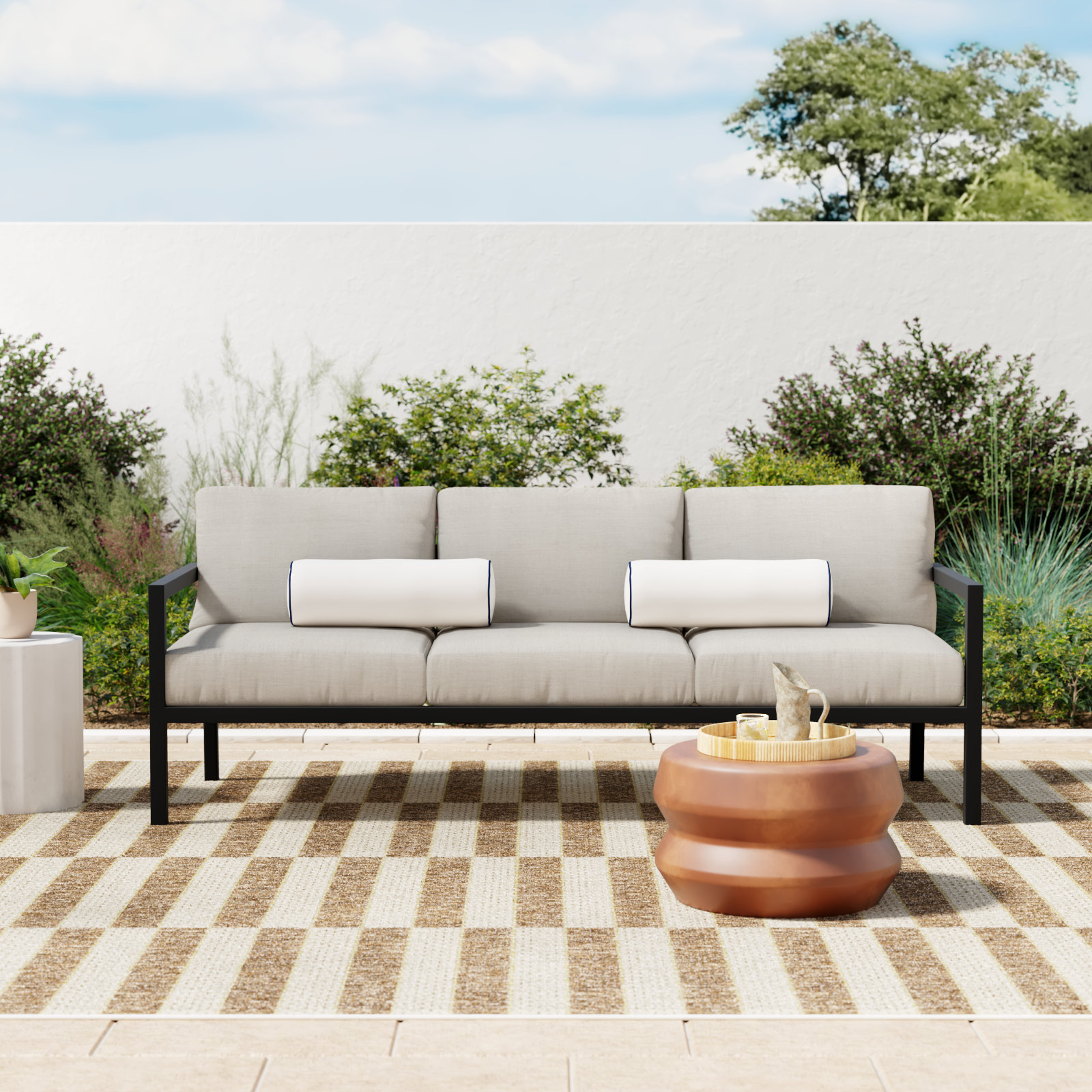 Vivant 83" Sunbrella® Patio Sofa, Cast Silver Sunbrella®, Black