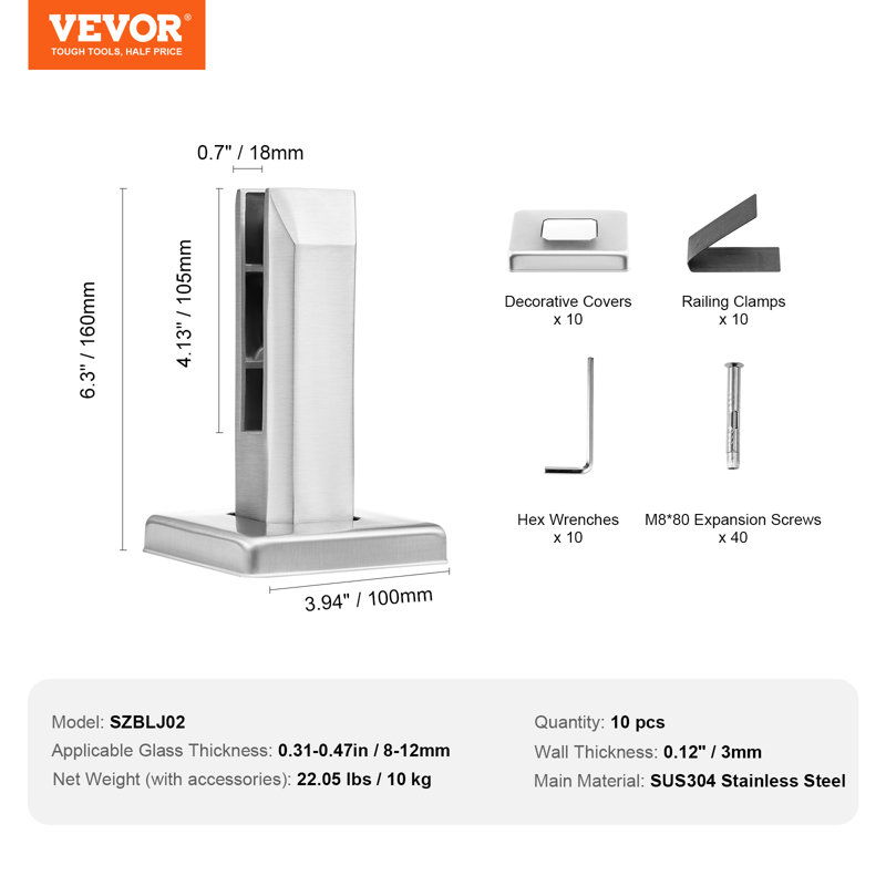 Charnières de porte 10 pièces H 6 po x l 3 po