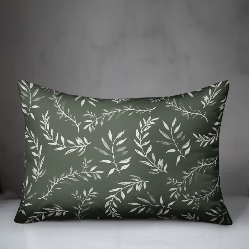 Floral Outdoor Reversible Throw Pillow, 18" H x 25" W, Sage