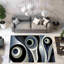 Tapis bleu marine / gris à motif abstrait Mccampbell-35992006