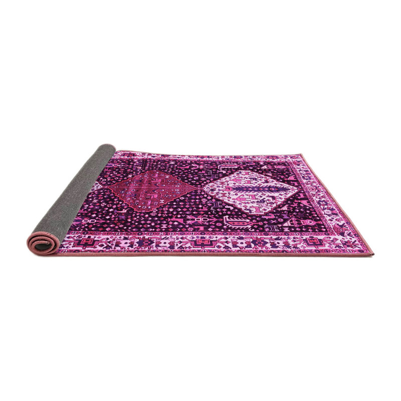 Tapis rose tissé à la machine Southwestern, Rond 5 pi