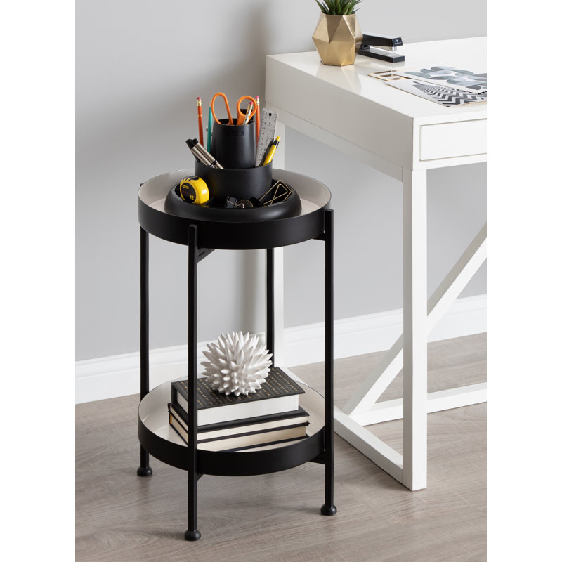 Antonne End Table, White, Golden