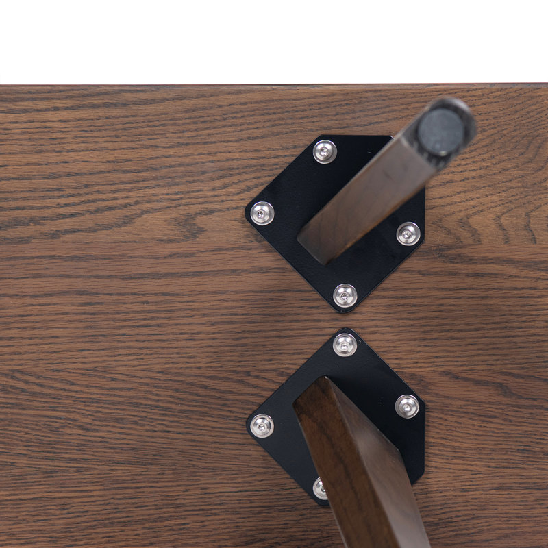 Banc en bois de chêne rouge massif 35,5 po Hawley, Marron foncé, H 18,5 po x l 35,5 po x P 14 po