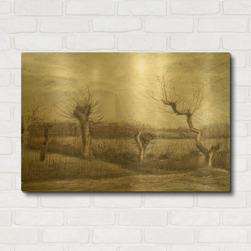 «Tetards (Pollards)» par Vincent Van Gogh, art mural en métal doré, 36 po x 24 po, 36 po x 24 po