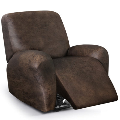 Leather Look Recliner Chair Covers Heavy Duty, 4 Pieces Recliner Cover for Recliner Chair, Leather Cover for Recliner Slipcovers Washable for Pets