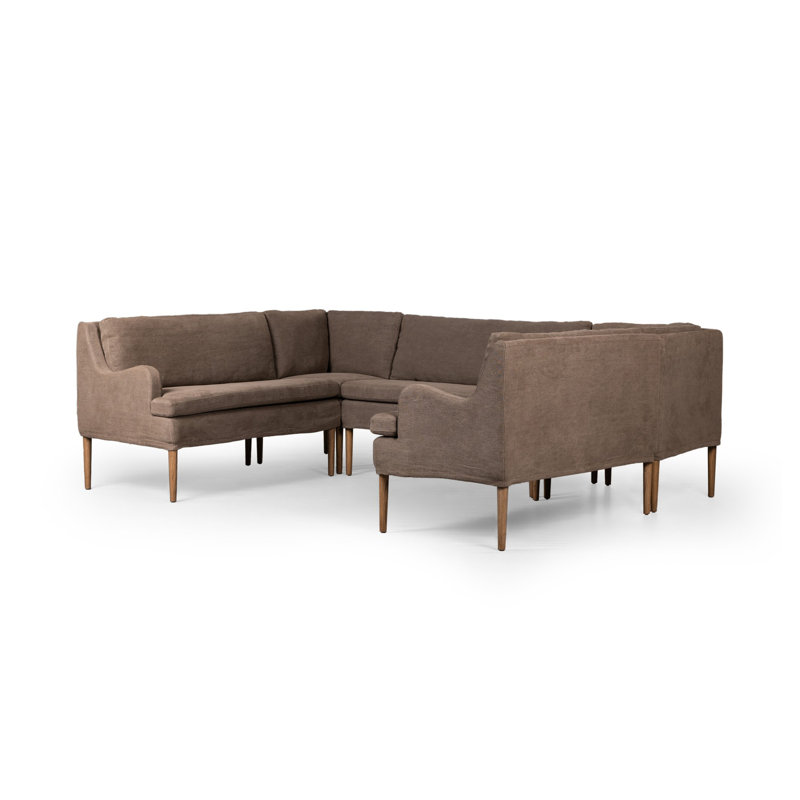 Aurelia 6-Piece Sectional, Broadway Coffee Linen, 34.5" H x 103" W x 76" D