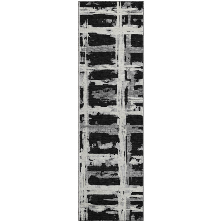 Premium Machine Washable Prisco Black Rug