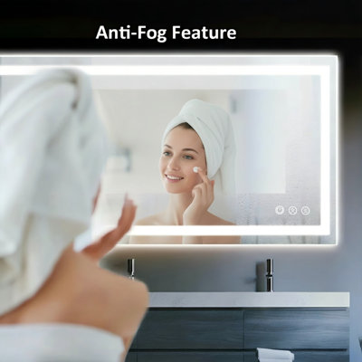 LED Bathroom Vanity Mirror with Anti-Fog, Dimmable Front and Backlit Lights, Tempered Glass