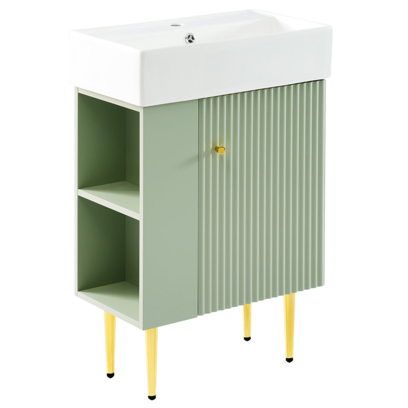 Meuble-lavabo de salle de bain 21,6 po, Or/vert