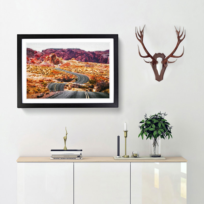 The Valley of Fire in Nevada - Picture Frame Painting Print, 48cm H x 65cm W x 2cm D, Black Framed