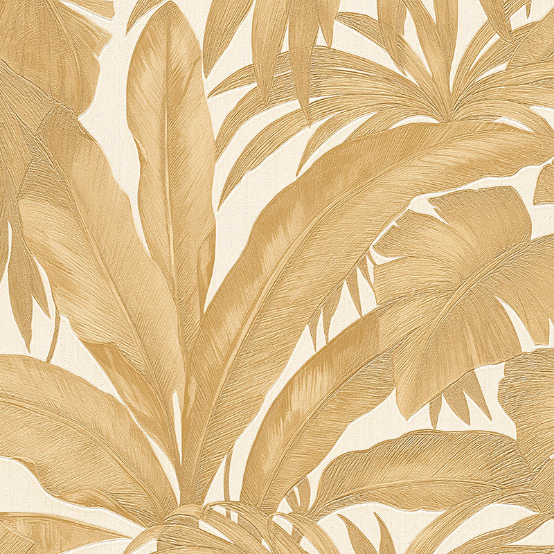 Giungla 10.05m x 70cm 3D Embossed Wallpaper, Cream, gold and metallic