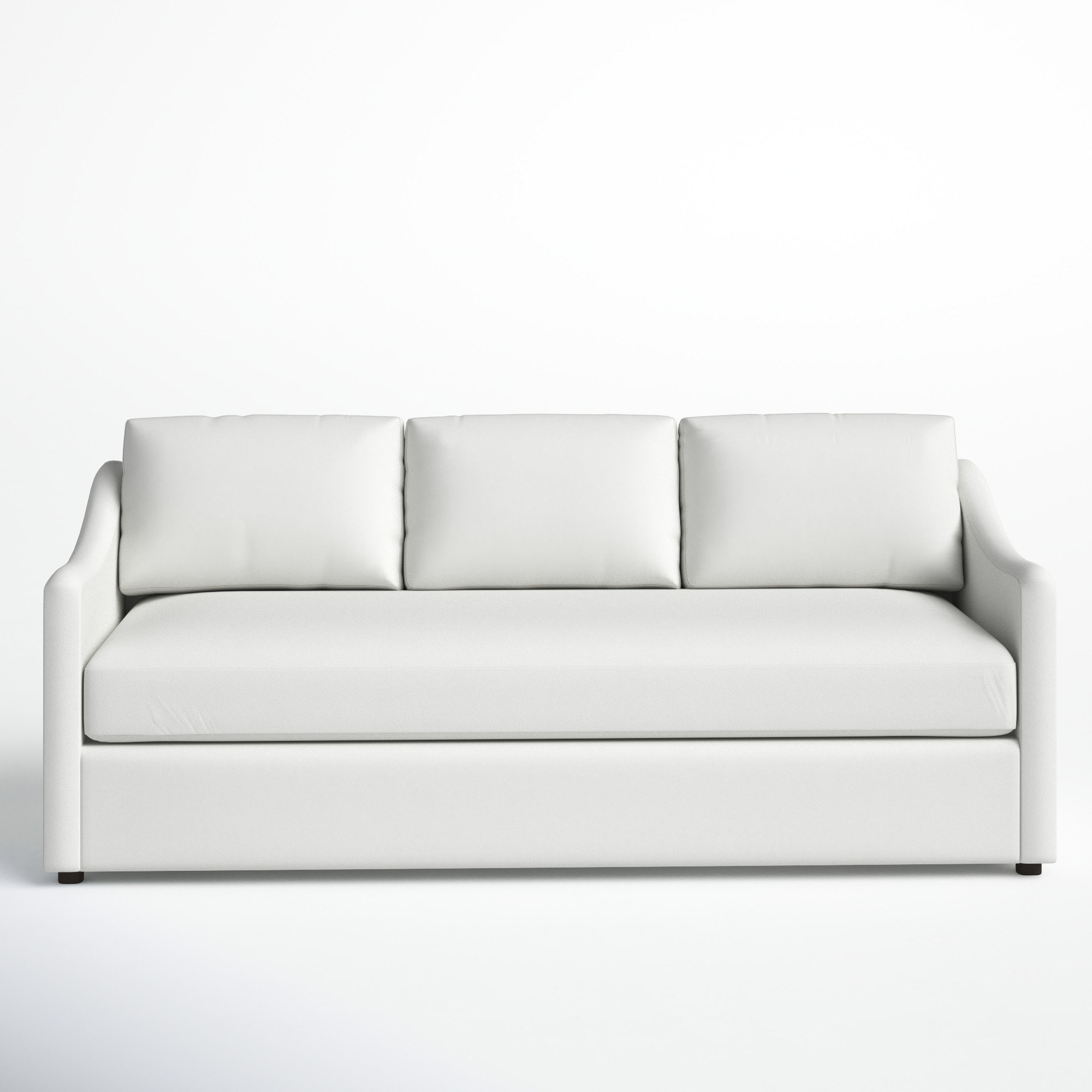 Modern 80 in. W Slope Arm Polyester Upholstered Rectangle Sofa with Metal Legs 3 Seater Couch with 2 Pillows, White