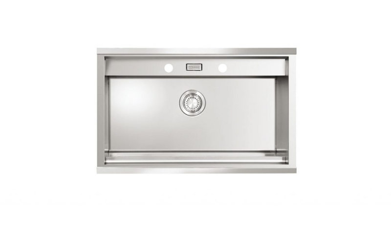 Ukinox 500mm W Single Bowl Stainless Steel Kitchen Sink with 2 Faucet Holes, 245mm H x 790mm W x 500mm D