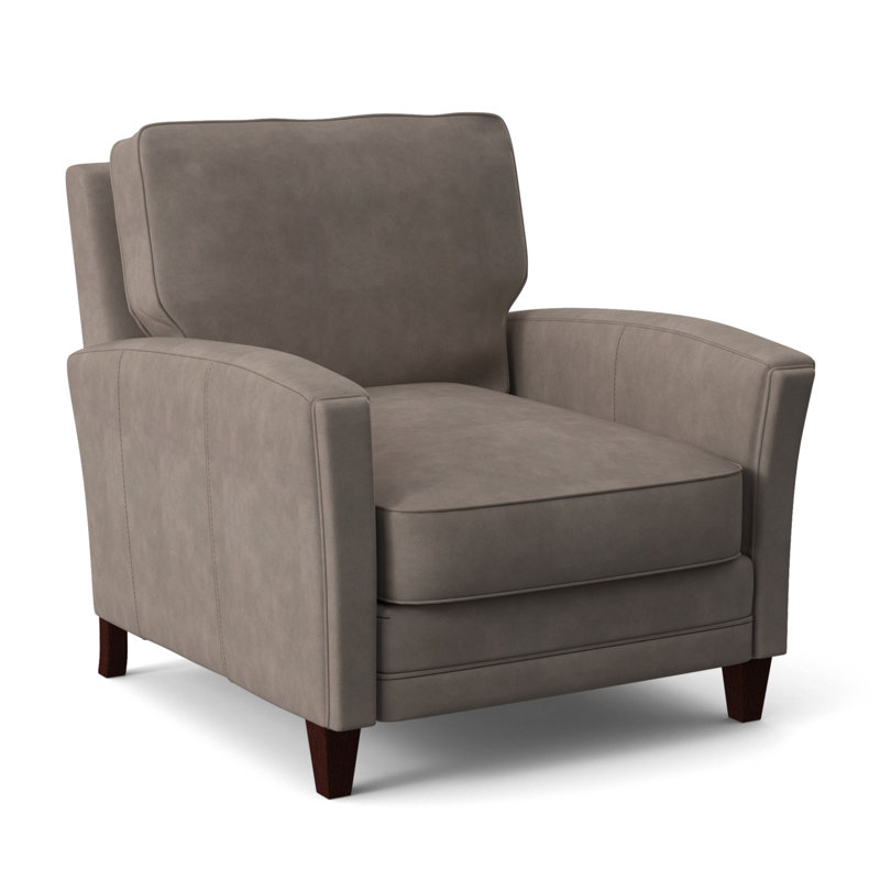 Zion Armchair, Mahogany, Aline Light Gray Stonewash Genuine Leather