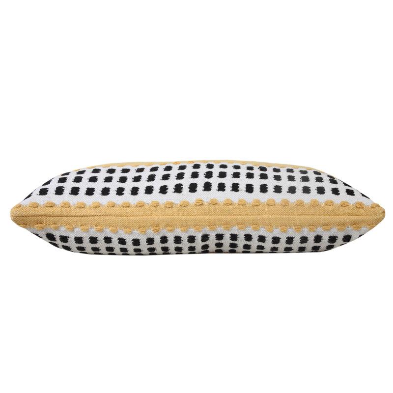 Cotton Reversible Throw Pillow, Pillow Cover Only - No Insert, Black/ Yellow Striped 2