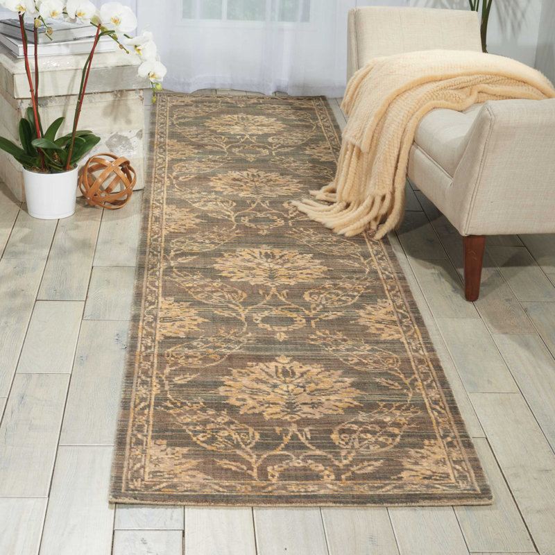 Tapis éclectique brun Dewitt, Tapis de couloir 2 pi 5 po x 10 pi