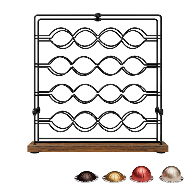 Grand support de rangement pour tasses (capacité de 32, brûlé et noir)