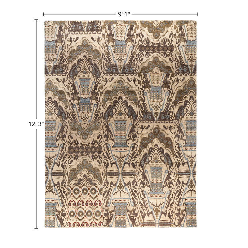 Overdyed One-of-a-Kind 9' 1" X 12' 3" Hand Knotted Area Rug