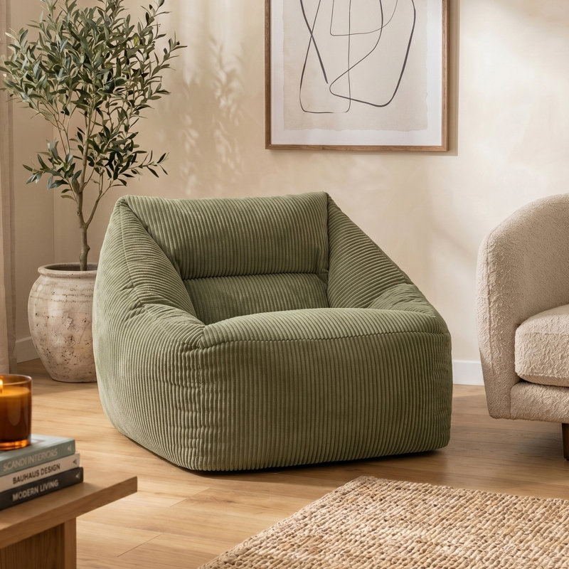 Natalia Corduroy Armchair Bean Bag, Green