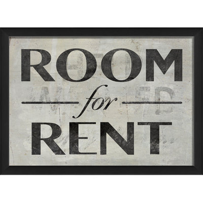 "Room for rent", art textuel encadré