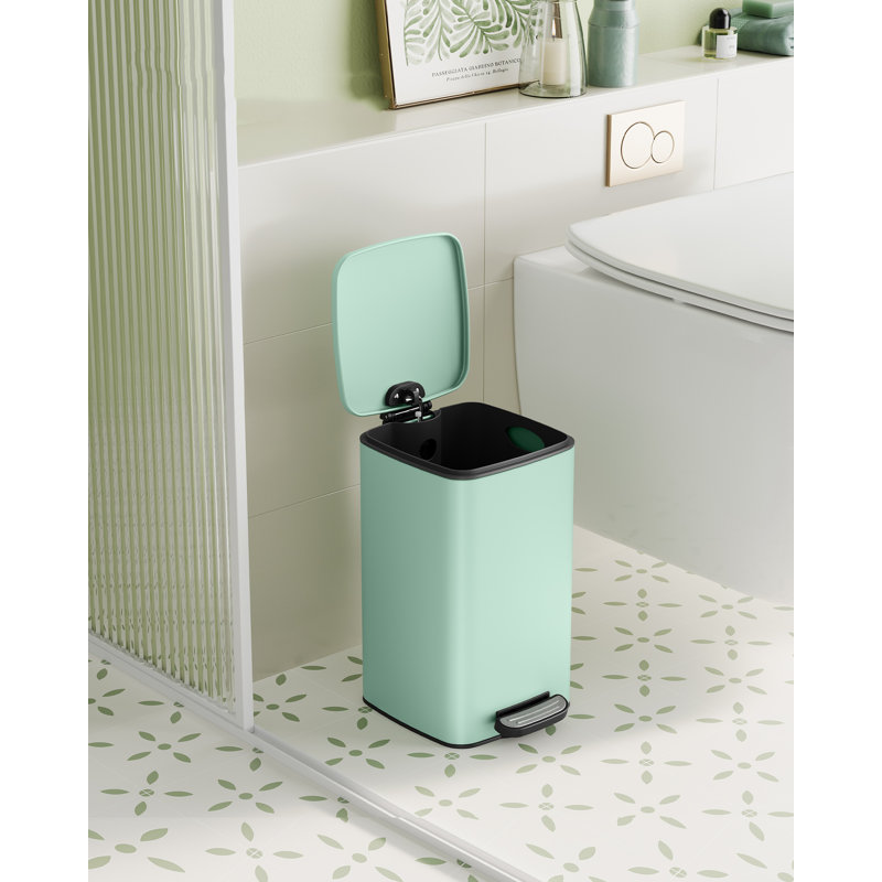 19.5x24x25.5cm Steel Kitchen Trash Can, Green
