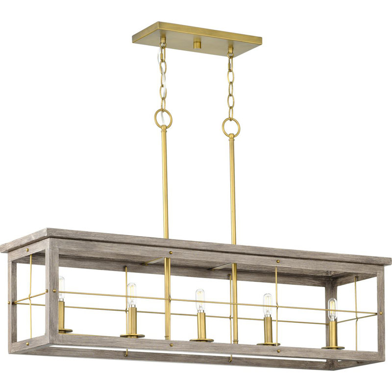 Andreoni 5 - Light Kitchen Island Pendant, Distressed Brass