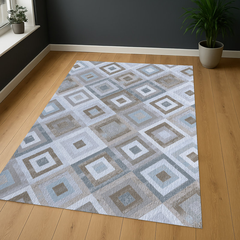 Geometric Area Rug, Runner 70 x 140 cm