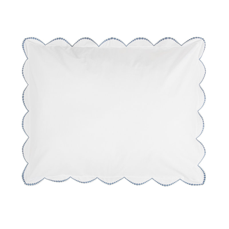 Nazaré 100% Cotton Percale, Shams, Standard, white/ french blue