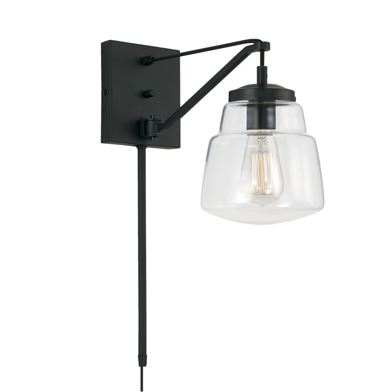 Bras pivotant à 1 lumière à intensité variable Gionelli, Noir mat