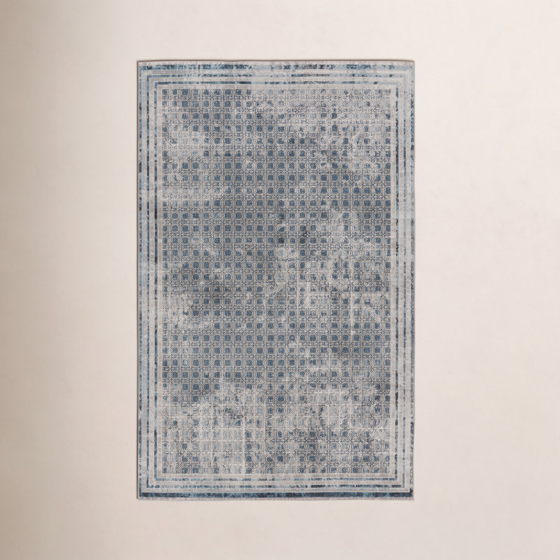 Tapis gris clair / bleu Phoebe, Rectangle 4 pi x 6 pi