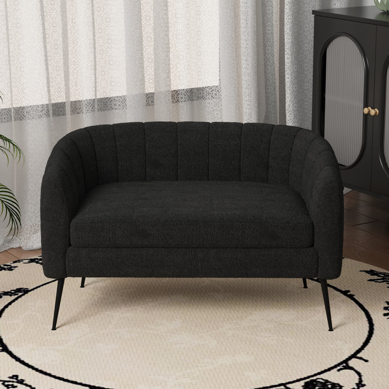 Mini causeuse en chenille 50,2 po, Noir