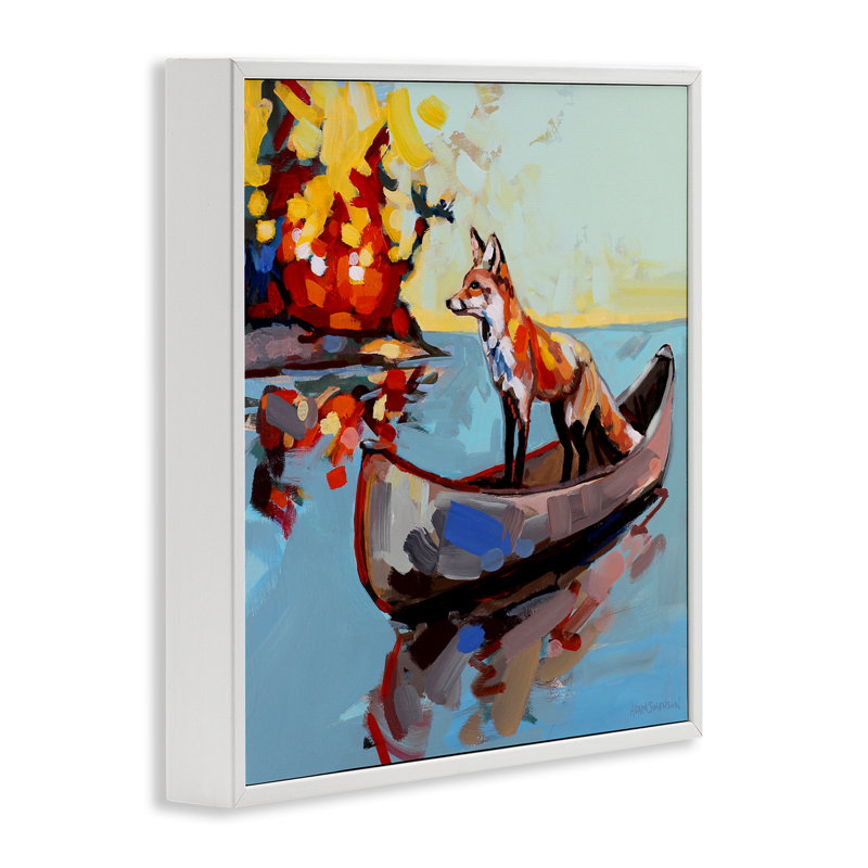 Fox's Voyage on Canoe, giclée encadrée, design par Adam Swanson, H 12 po x l 12 po