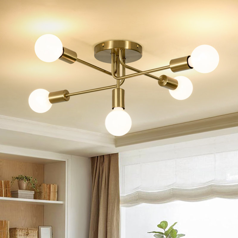 Plafonnier semi-encastré 5 lumières Mid-Century