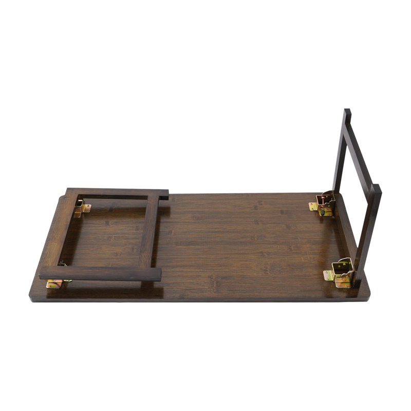 Foldable Bamboo Floor Coffee Table Small Tea Table Low Desk For Living Room Bedroom, Walnut Color