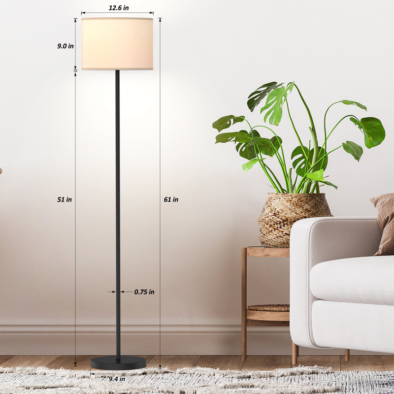 Hongyu 61.5'' Traditional Floor Lamp with Remote Control and Bulb Included, White