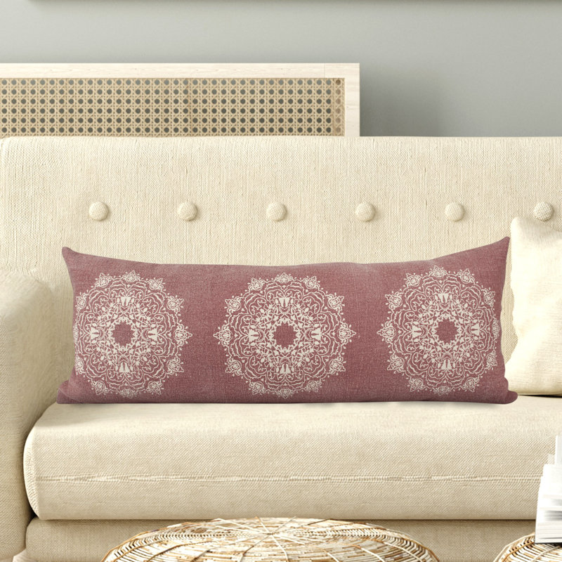 Mandala Oriental Cotton Throw Pillow, Pink, Polyester