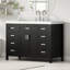 Meuble-lavabo 48 po avec lavabo intégré, 2 portes, 8 tiroirs, système de fermeture en douceur, design classique noir, meubles-lavabos