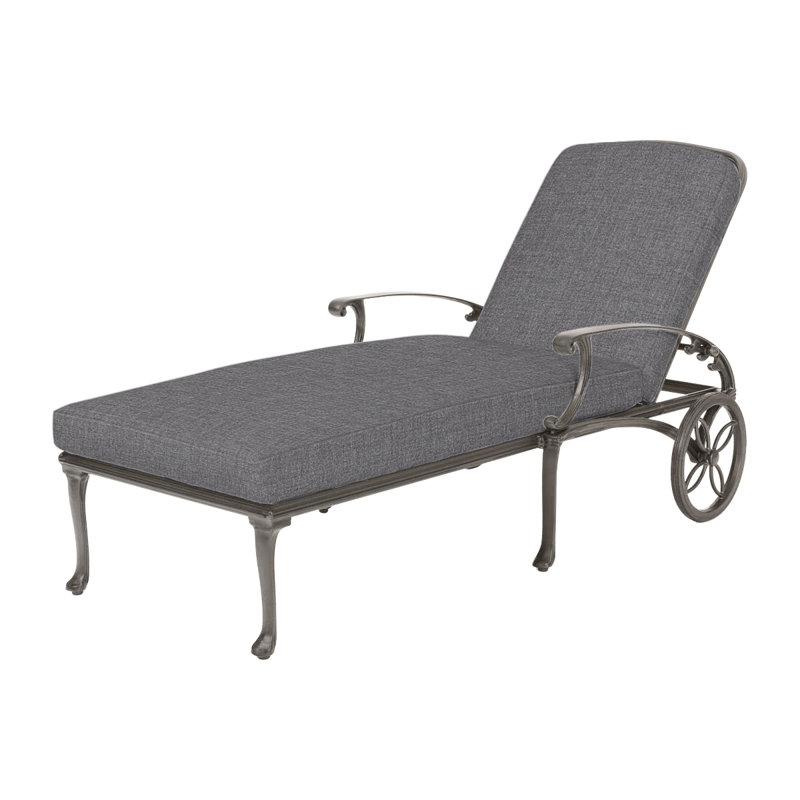 Michigan Outdoor Chaise Lounge, Cast Slate Sunbrella® Plainweave, Black
