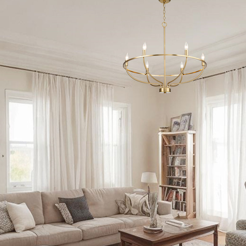 Lustre empire 6 lumières de style bougie Kanton, Or