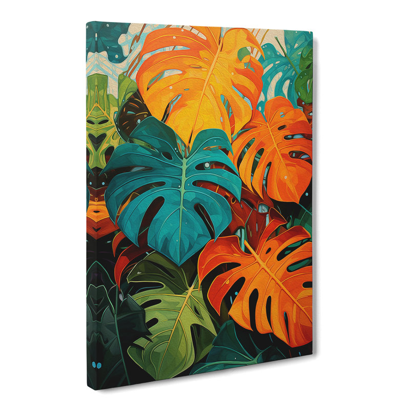 Tropical Leaf Orphism - Wrapped Canvas, 60cm H x 40cm W x 3cm D