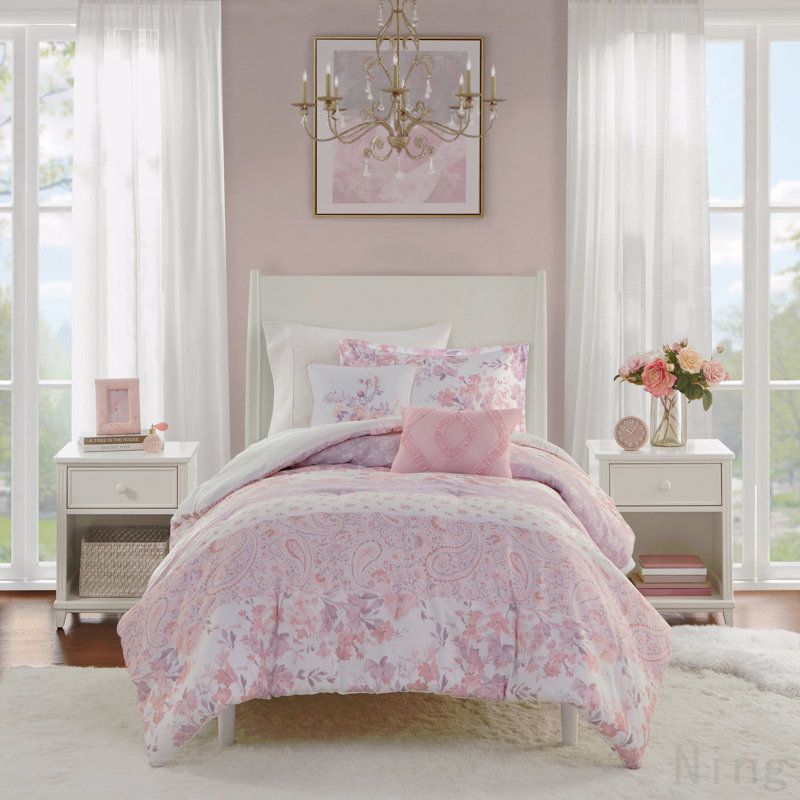 Ensemble d'édredon à motif floral à motif cachemire double / grand, Double / édredon double