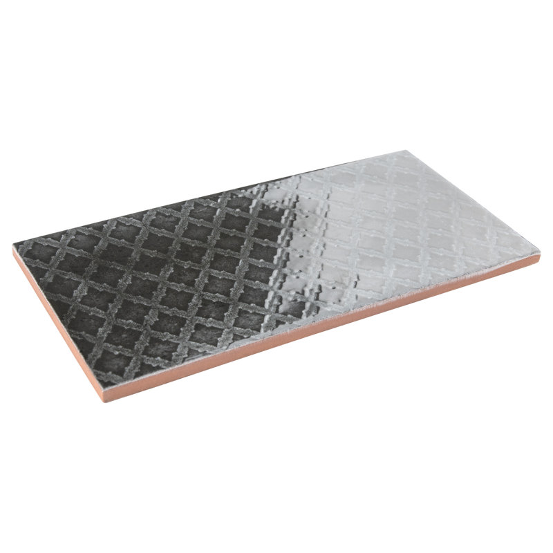 Camden 8" x 4" Ceramic Patterned Subway Tile, Nero