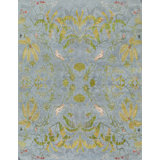 Paradiso Hand Knotted Wool Floral Area Rug in Blue/Gold/Caramel