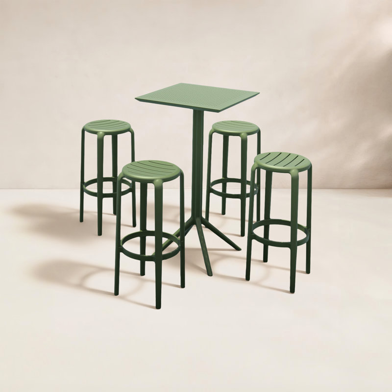 Awan 4 - Person Patio Dining Set with Square Table, Olive Green