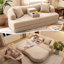 Canapé-lit convertible avec console porte-gobelets, causeuse deux places en chenille sans dossier pour salon-357957828