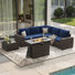 Outdoor Wicker Sectional Conversation Set With Wide Armrest